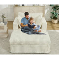 Chaise longue bege de grandes dimensões, estofada, de 47.8, com otomano