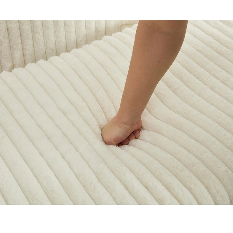 Chaise longue bege de grandes dimensões, estofada, de 47.8, com otomano