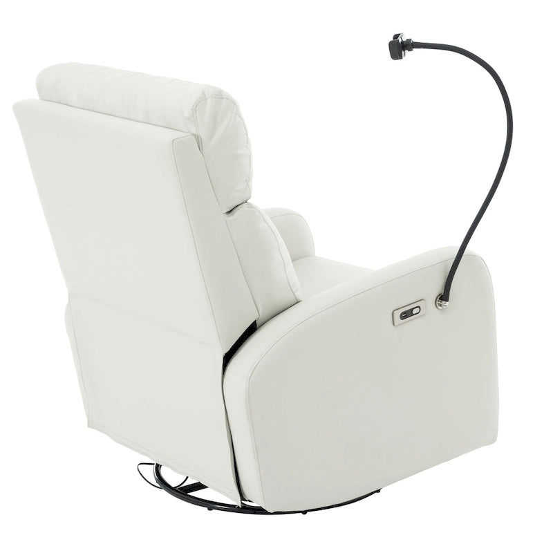 Grauer elektrischer Relaxsessel mit Drehfunktion, USB-Anschlüssen und verstellbarer Fußstütze