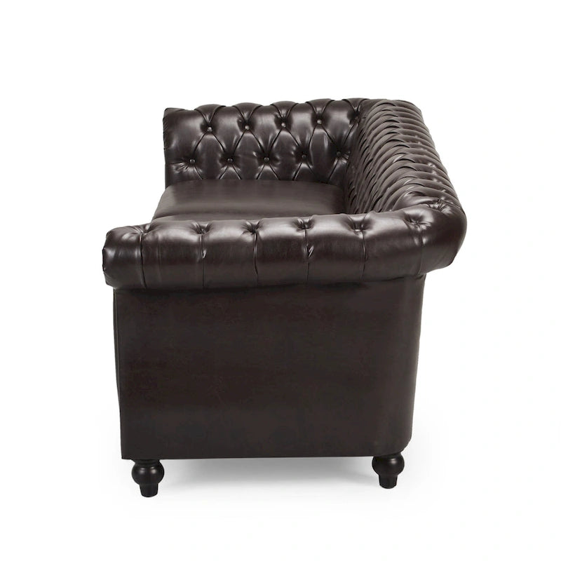 Chesterfield-Sofa für 3 Personen mit Knopfheftung und Ziernägeln