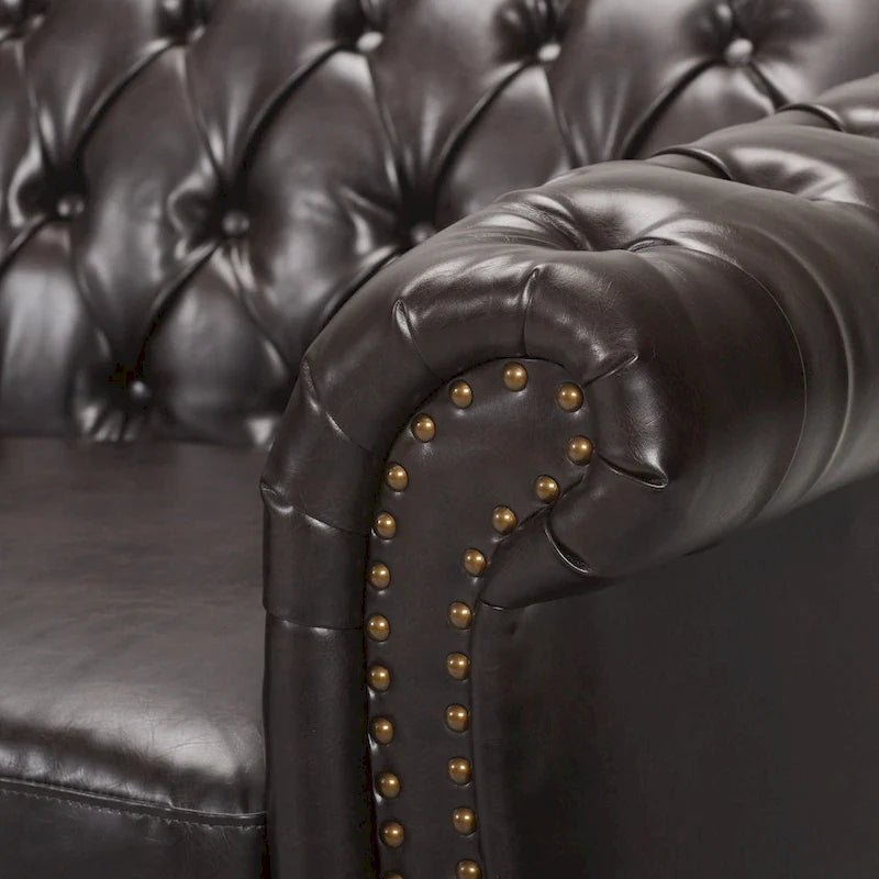 Chesterfield-Sofa für 3 Personen mit Knopfheftung und Ziernägeln