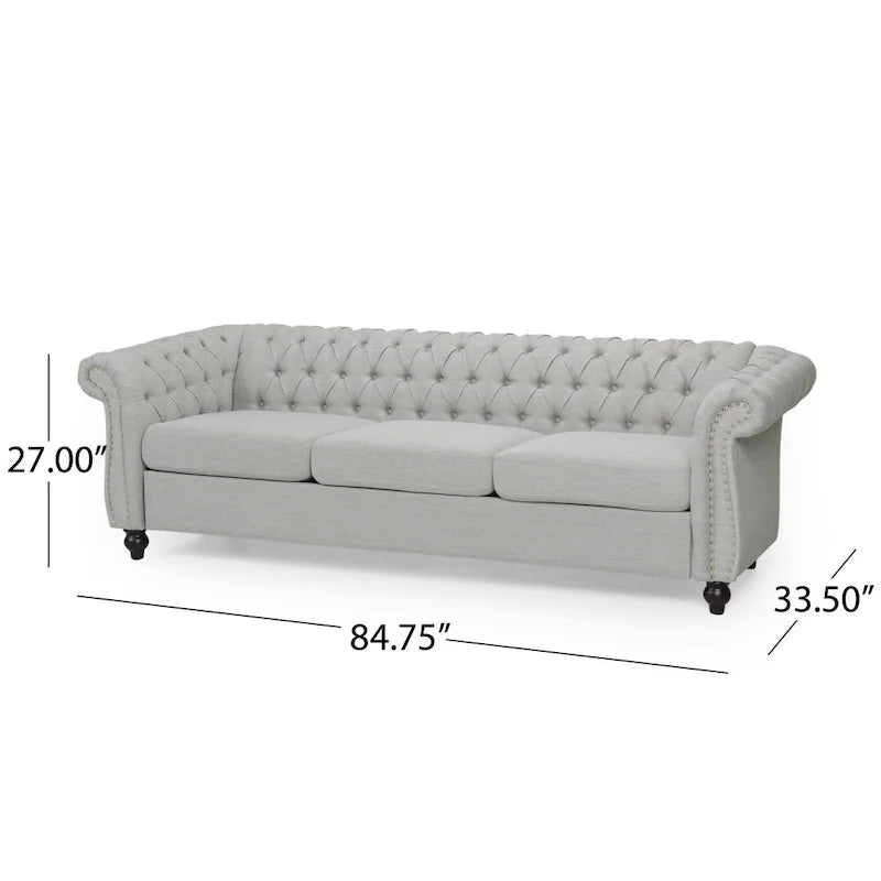 Chesterfield-Sofa für 3 Personen mit Knopfheftung und Ziernägeln
