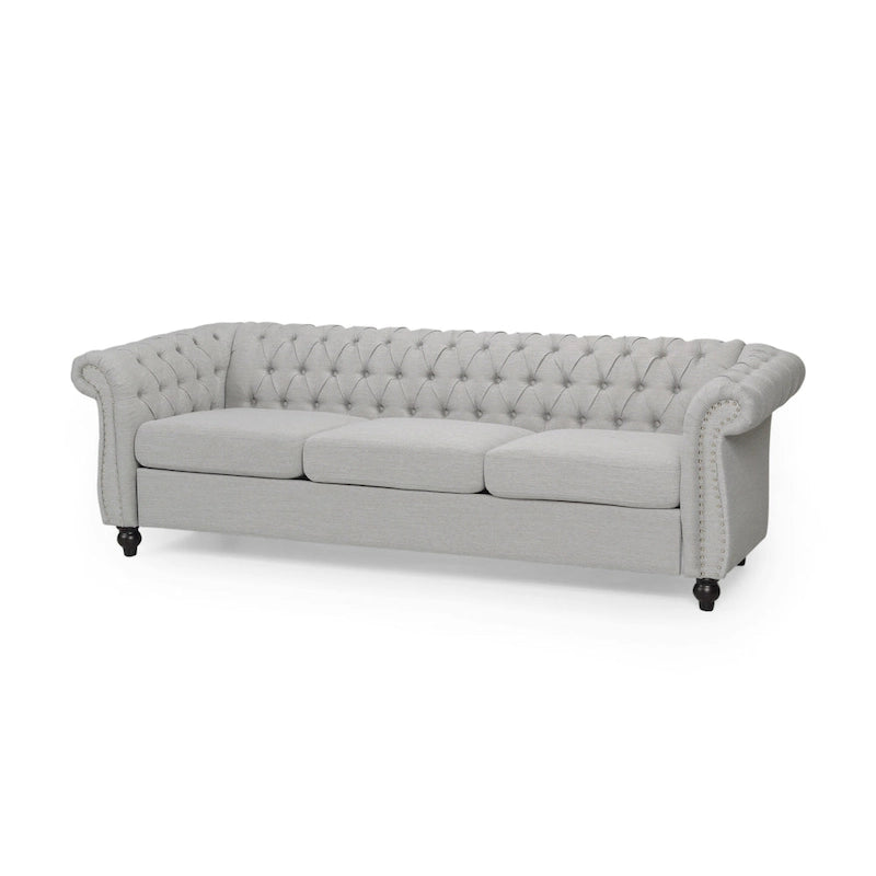 Chesterfield-Sofa für 3 Personen mit Knopfheftung und Ziernägeln