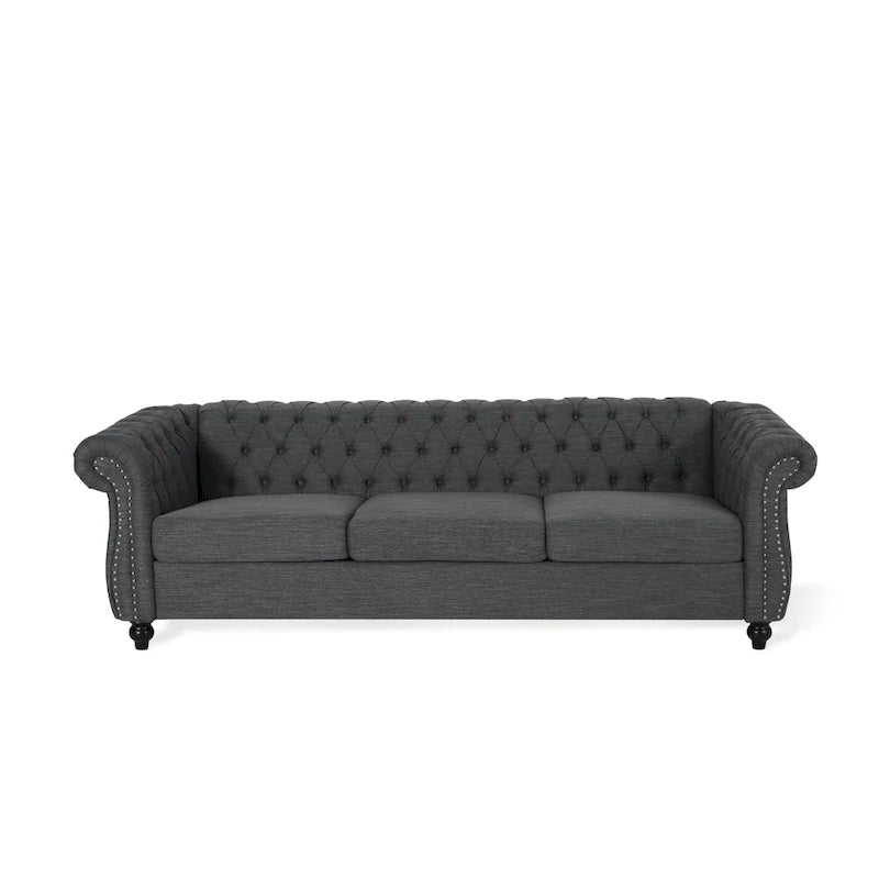 Chesterfield-Sofa für 3 Personen mit Knopfheftung und Ziernägeln
