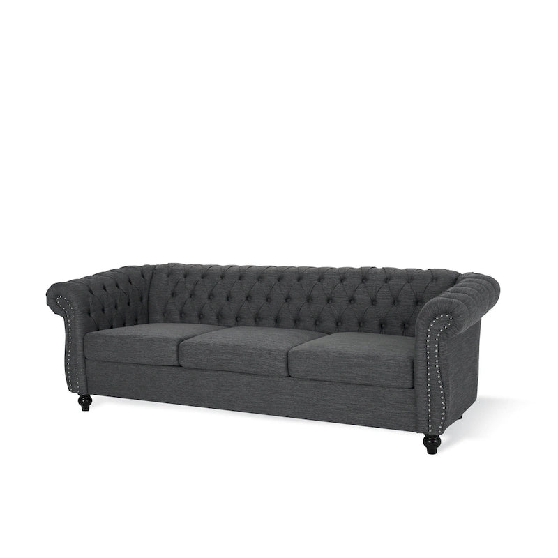 Chesterfield-Sofa für 3 Personen mit Knopfheftung und Ziernägeln