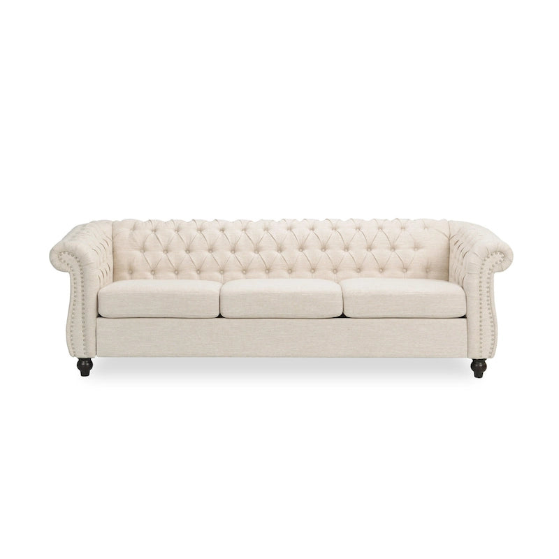 Chesterfield-Sofa für 3 Personen mit Knopfheftung und Ziernägeln