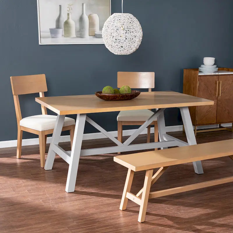 Tavolo da pranzo moderno in legno naturale/grigio in stile rustico contemporaneo