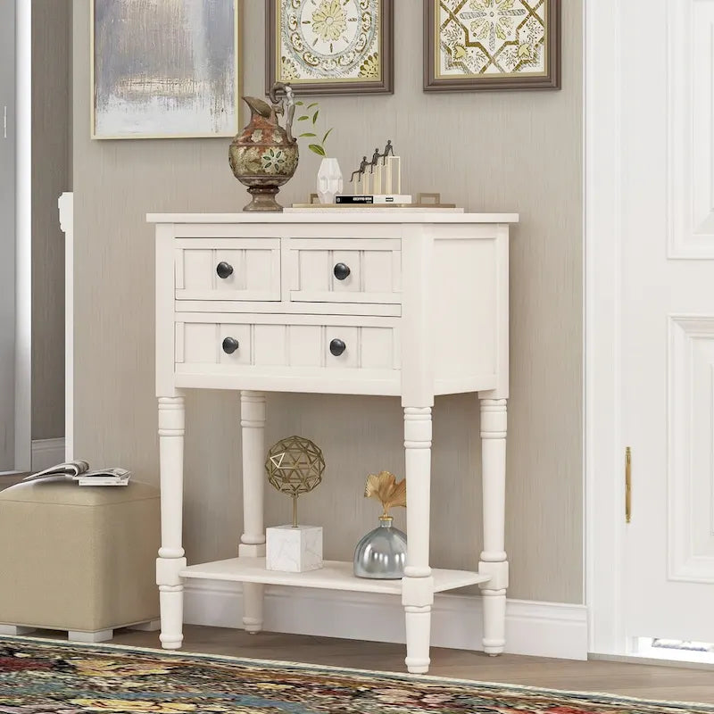 Wooden Console Table, Sofa Table with Storage Drawers and Shelf