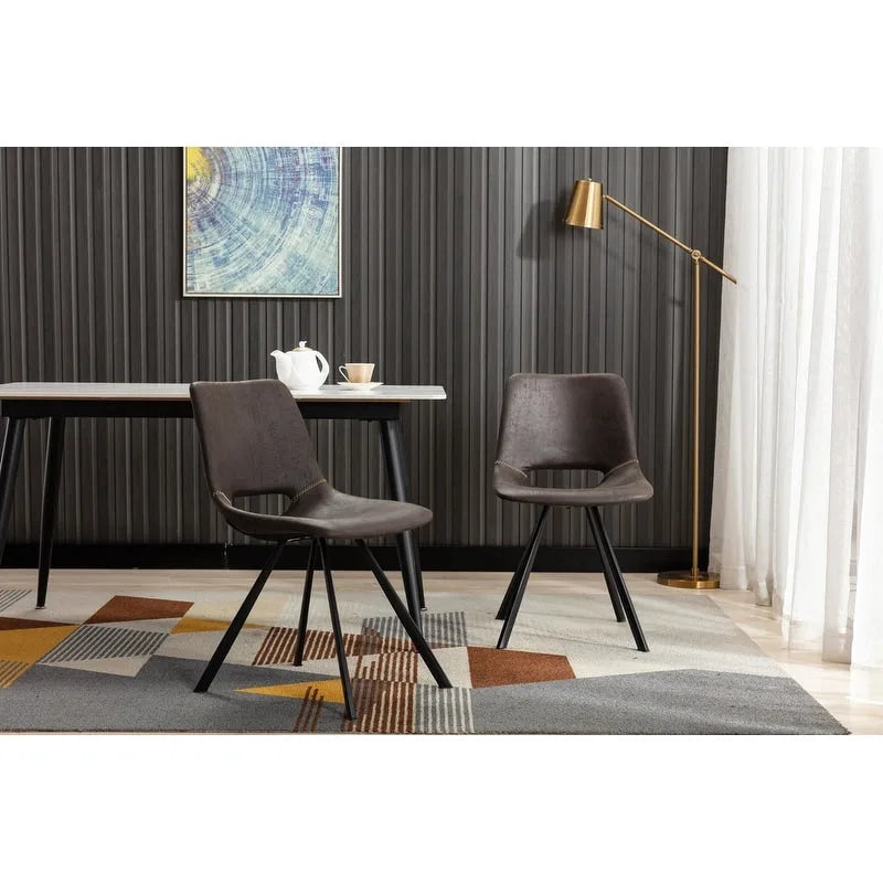 Moderne Esszimmerstühle aus Kunstleder mit Metallrahmen (2er-Set) - 20 H x 14.5 W x 20 D