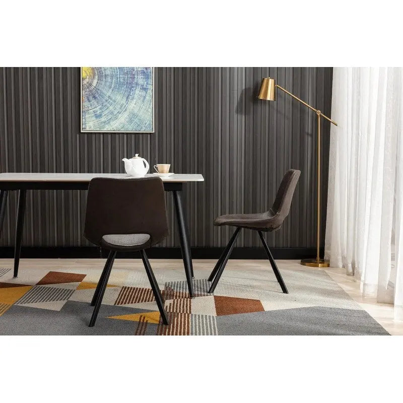 Moderní jídelní židle z umělé kůže s kovovým rámem (sada 2 kusů) - 20 H x 14.5 W x 20 D