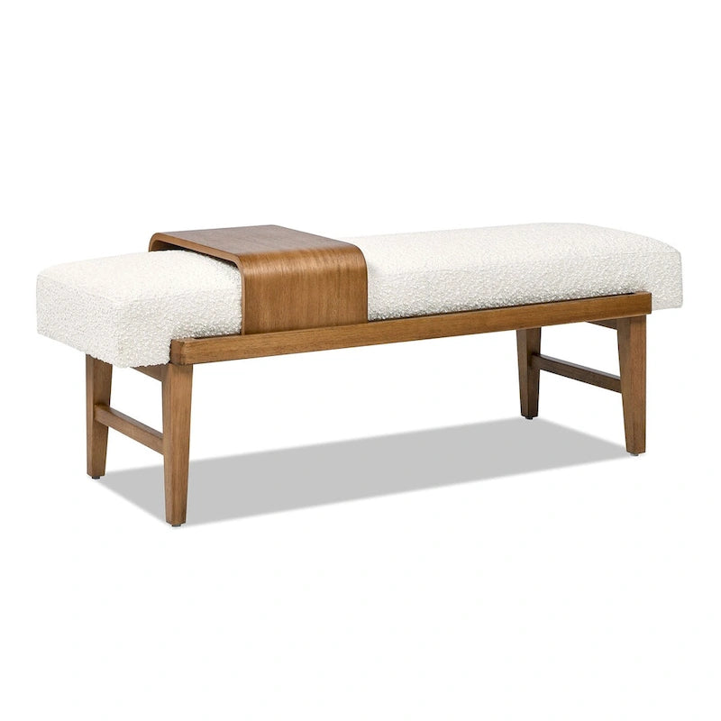 52 Boucle Faux Sherpa Modern Telephone Bench with Sliding Shelf