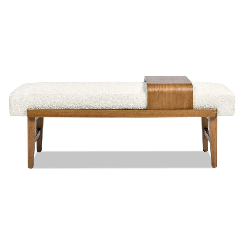 52 Boucle Faux Sherpa Modern Telephone Bench with Sliding Shelf