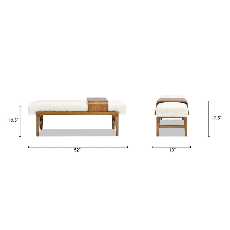 52 Boucle Faux Sherpa Modern Telephone Bench with Sliding Shelf