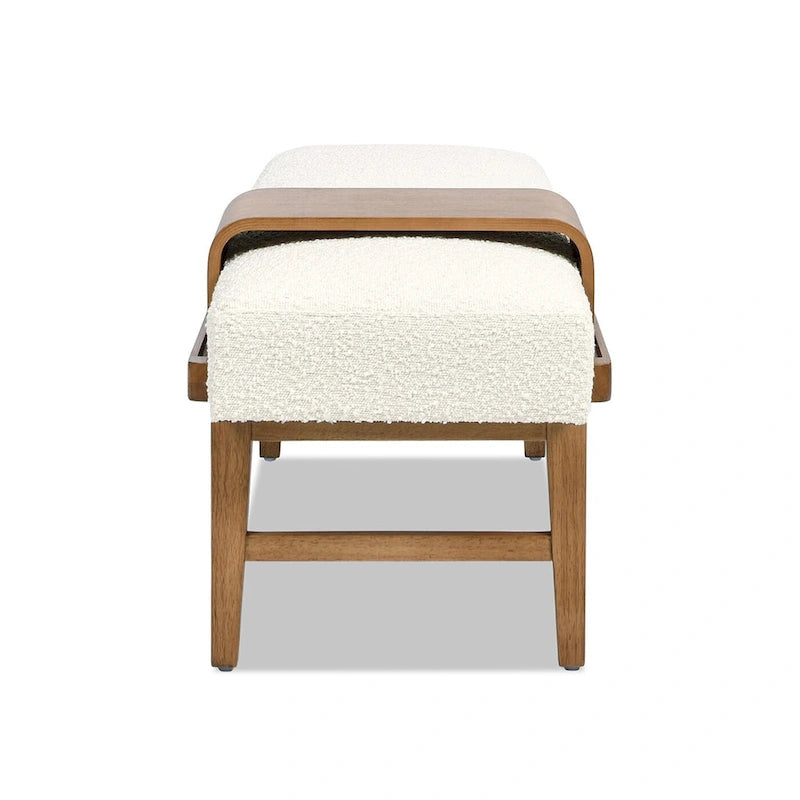 52 Boucle Faux Sherpa Modern Telephone Bench with Sliding Shelf