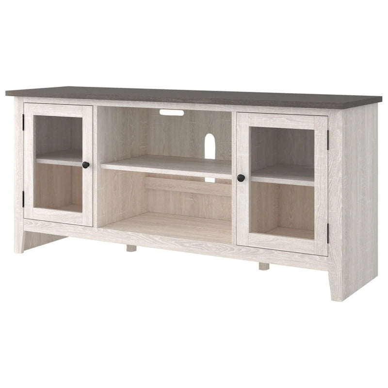 Casual Large TV Stand w/Fireplace Option, White/Brown