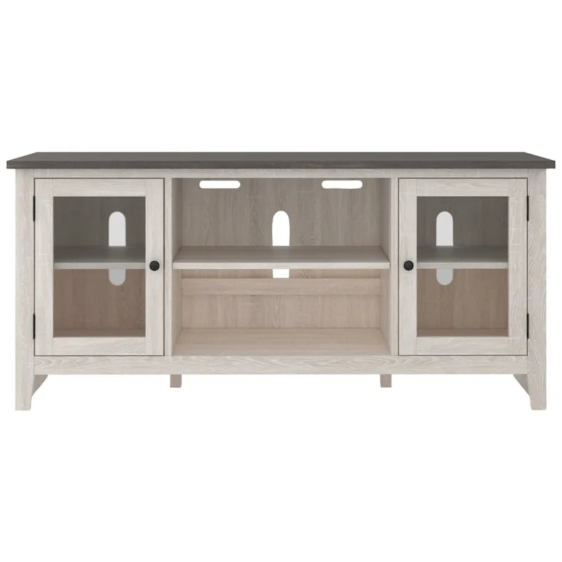 Casual Large TV Stand w/Fireplace Option, White/Brown