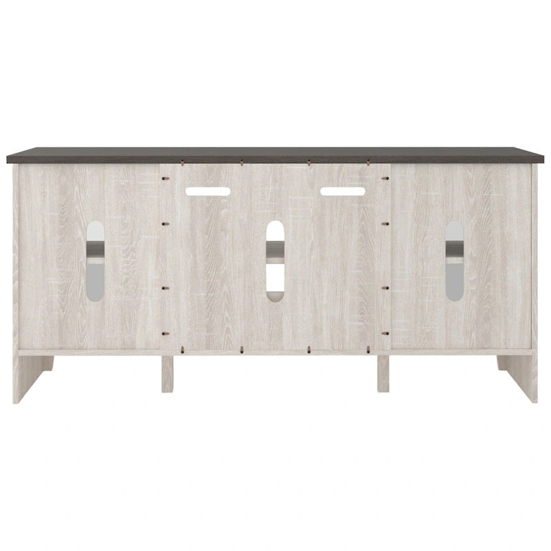 Casual Large TV Stand w/Fireplace Option, White/Brown