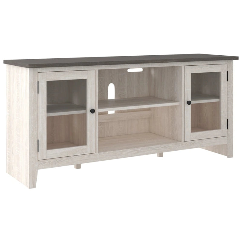 Casual Large TV Stand w/Fireplace Option, White/Brown