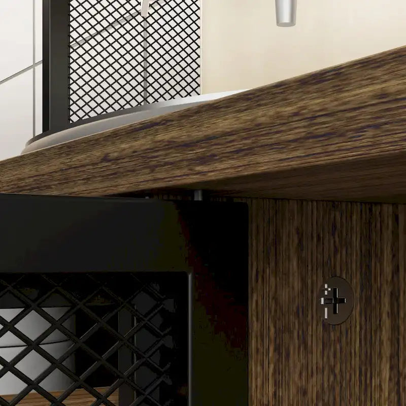 Großer Küchen-Hochschrank, Vorratsschrank mit Metalltüren, 6 Schubladen und Regalen - 70.9W