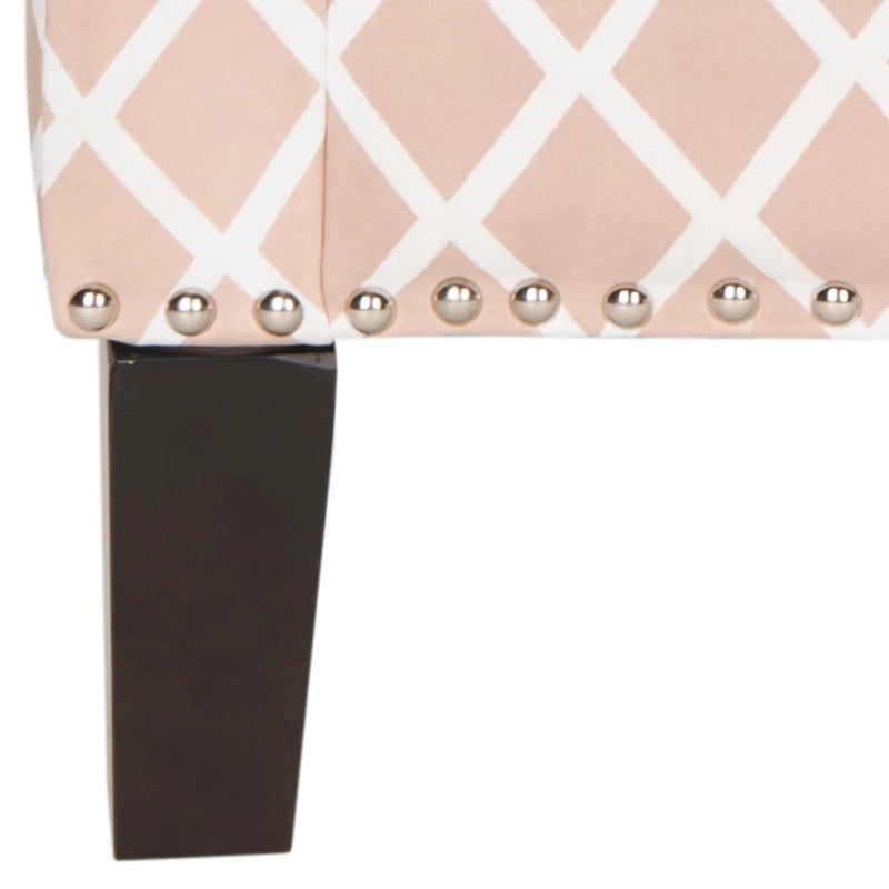 Klubové křeslo z polyesterové tkaniny v broskvově růžové/bílé barvě - 29W x 32D x 38H