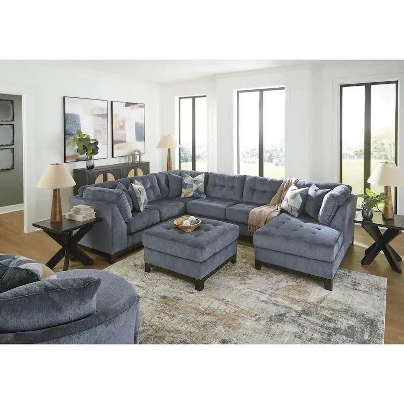 Oversized Tufted Accent Ottoman with High-Resilience Foam Cushion, Polyester Upholstery