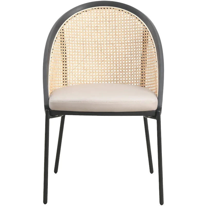 Cadeira de jantar moderna e elegante Urbane, com assento em pele e costas em vime, para sala de jantar e cozinha