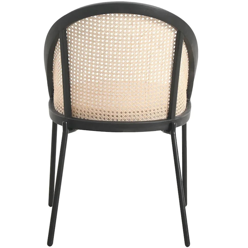 Cadeira de jantar moderna e elegante Urbane, com assento em pele e costas em vime, para sala de jantar e cozinha