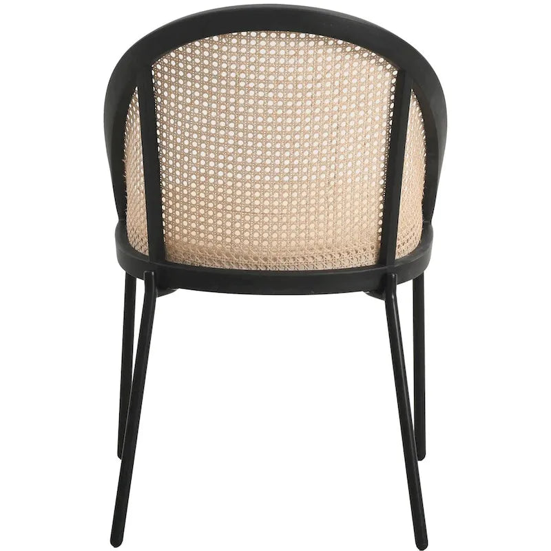 Cadeira de jantar moderna e elegante Urbane, com assento em pele e costas em vime, para sala de jantar e cozinha