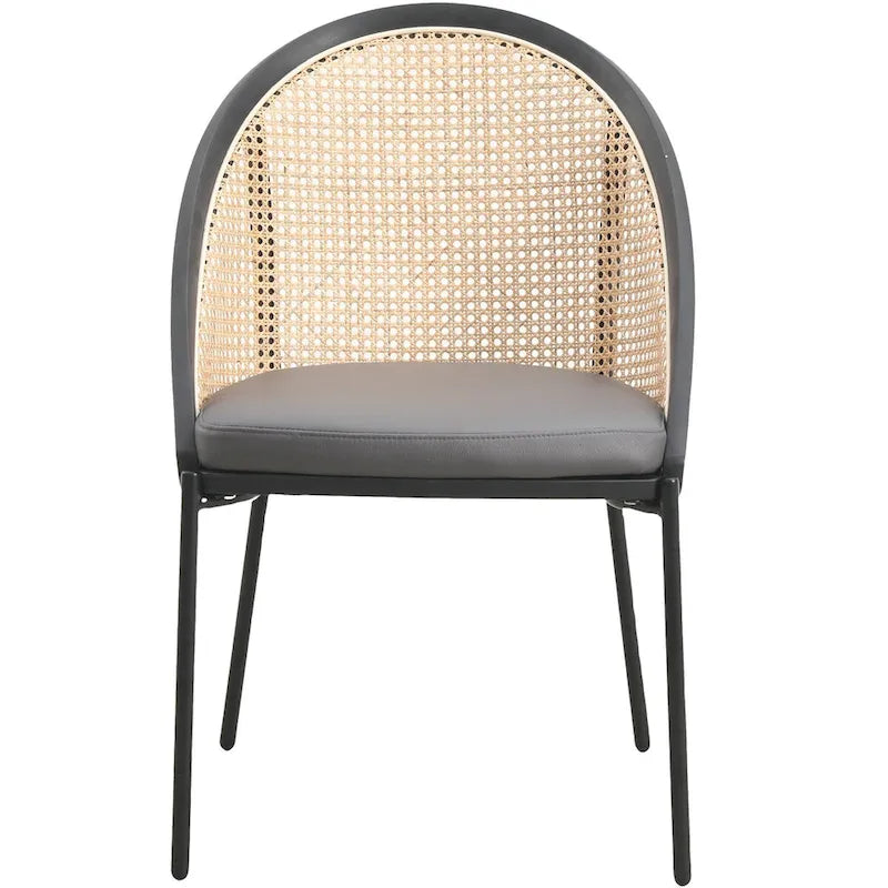 Cadeira de jantar moderna e elegante Urbane, com assento em pele e costas em vime, para sala de jantar e cozinha