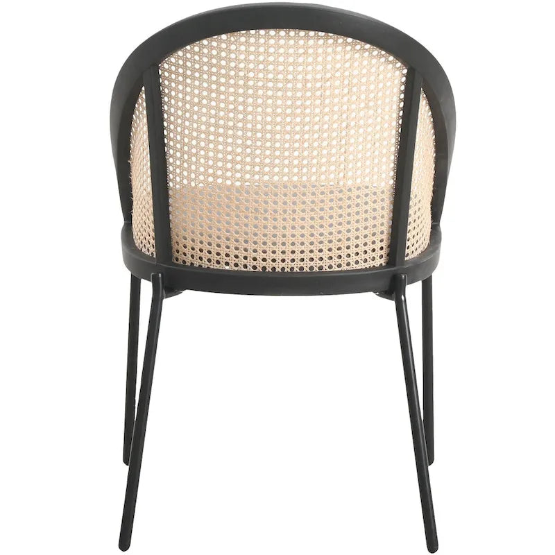 Cadeira de jantar moderna e elegante Urbane, com assento em pele e costas em vime, para sala de jantar e cozinha