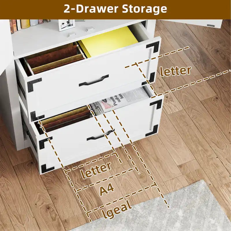 Grande mobile archivio in legno da 68H per uso intensivo, con 2 cassetti, serratura e ripiani regolabili