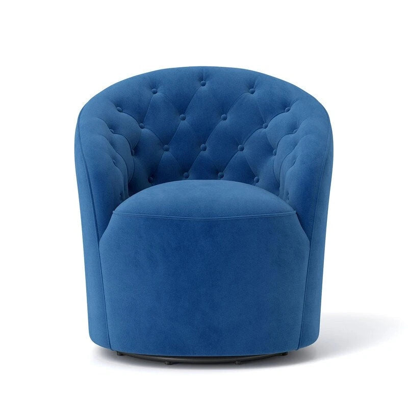 Moderne met fluweel beklede draaifauteuil van 360 graden met tonvormige zitting en geknoopte rugleuning