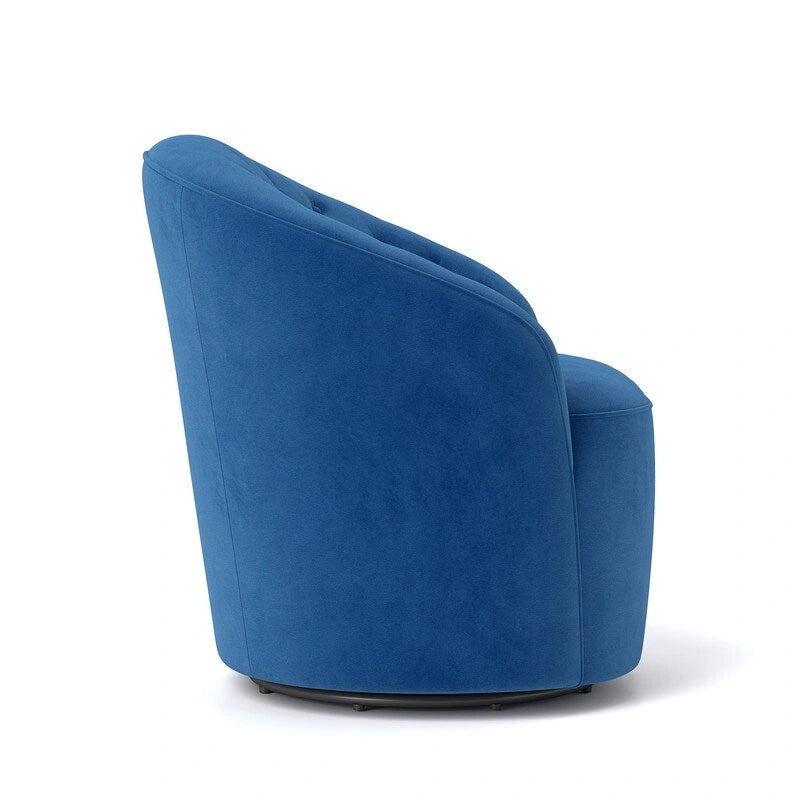 Moderne met fluweel beklede draaifauteuil van 360 graden met tonvormige zitting en geknoopte rugleuning