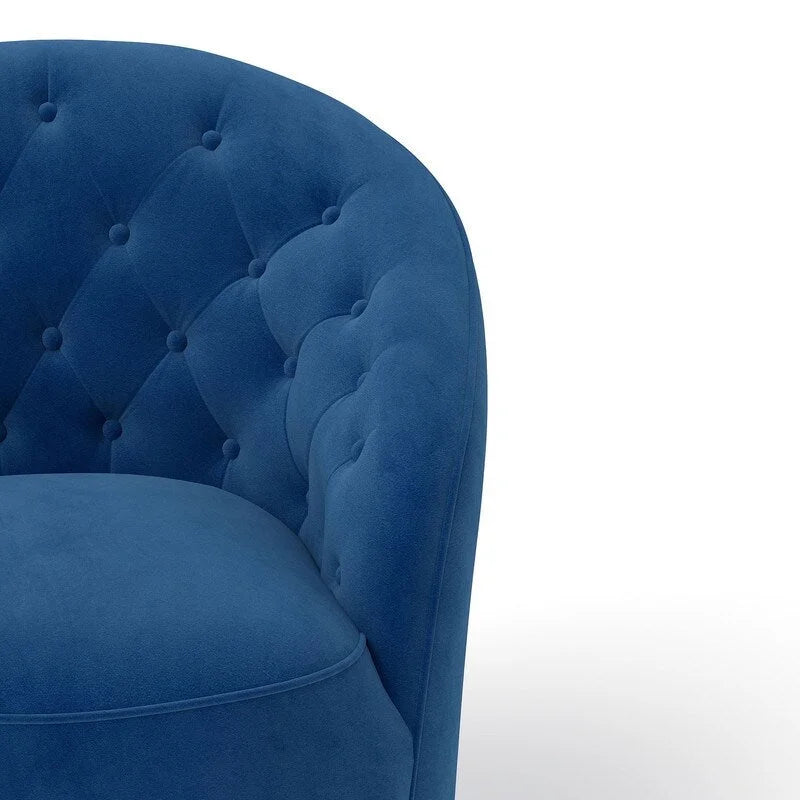 Moderne met fluweel beklede draaifauteuil van 360 graden met tonvormige zitting en geknoopte rugleuning