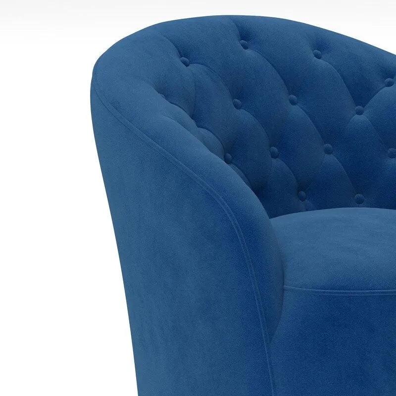 Moderne met fluweel beklede draaifauteuil van 360 graden met tonvormige zitting en geknoopte rugleuning