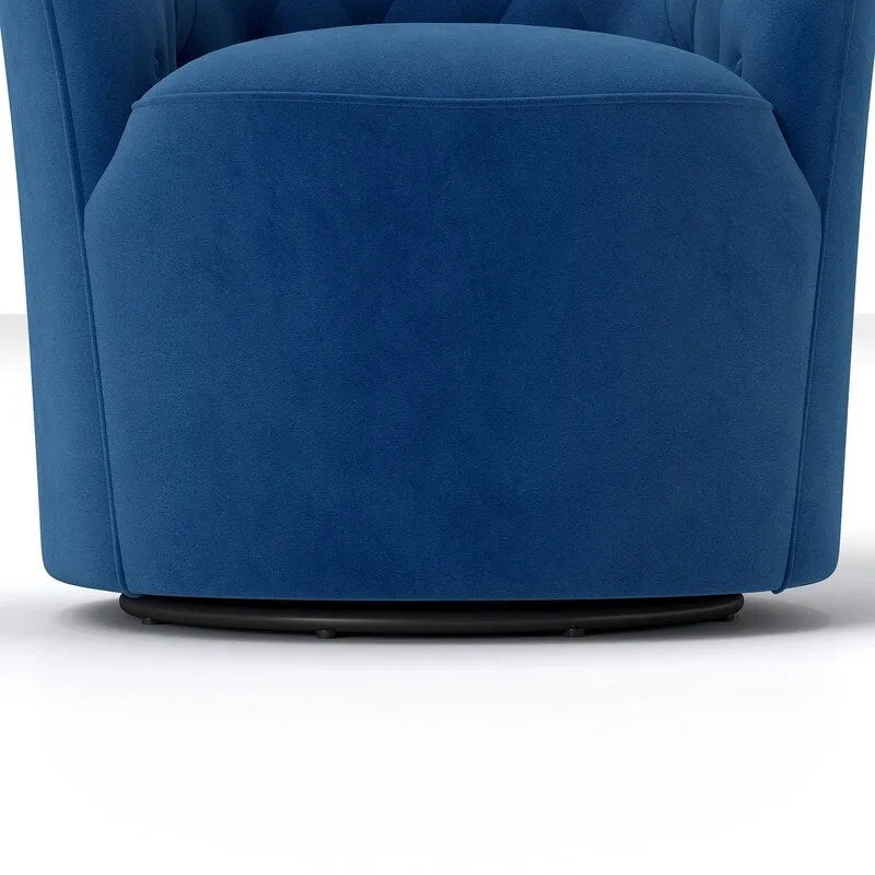 Moderne met fluweel beklede draaifauteuil van 360 graden met tonvormige zitting en geknoopte rugleuning