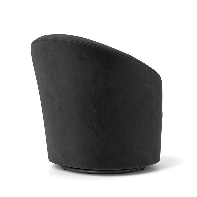 Moderne met fluweel beklede draaifauteuil van 360 graden met tonvormige zitting en geknoopte rugleuning