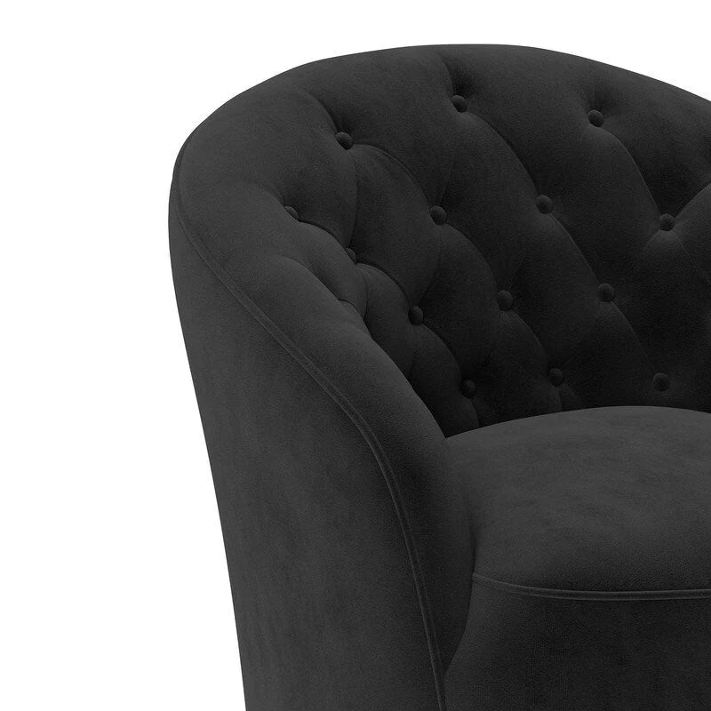 Moderne met fluweel beklede draaifauteuil van 360 graden met tonvormige zitting en geknoopte rugleuning