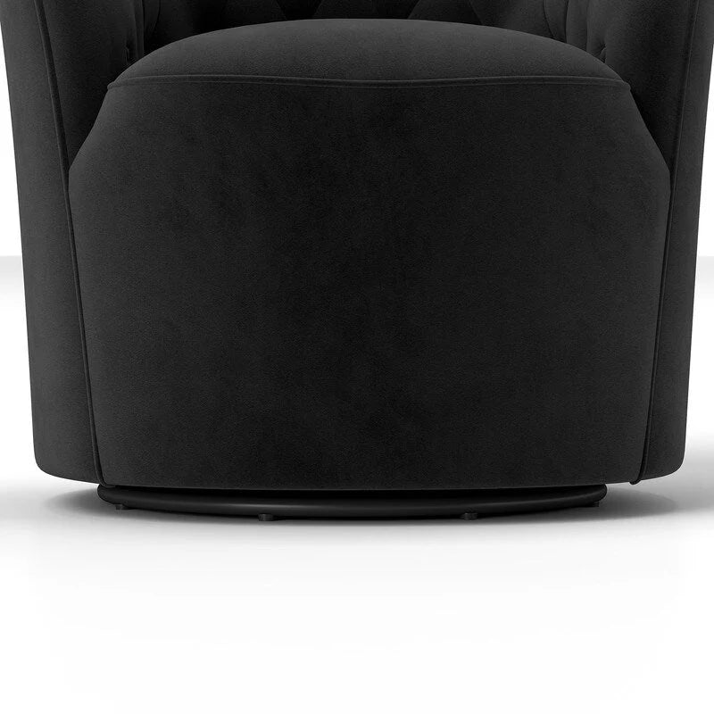 Moderne met fluweel beklede draaifauteuil van 360 graden met tonvormige zitting en geknoopte rugleuning