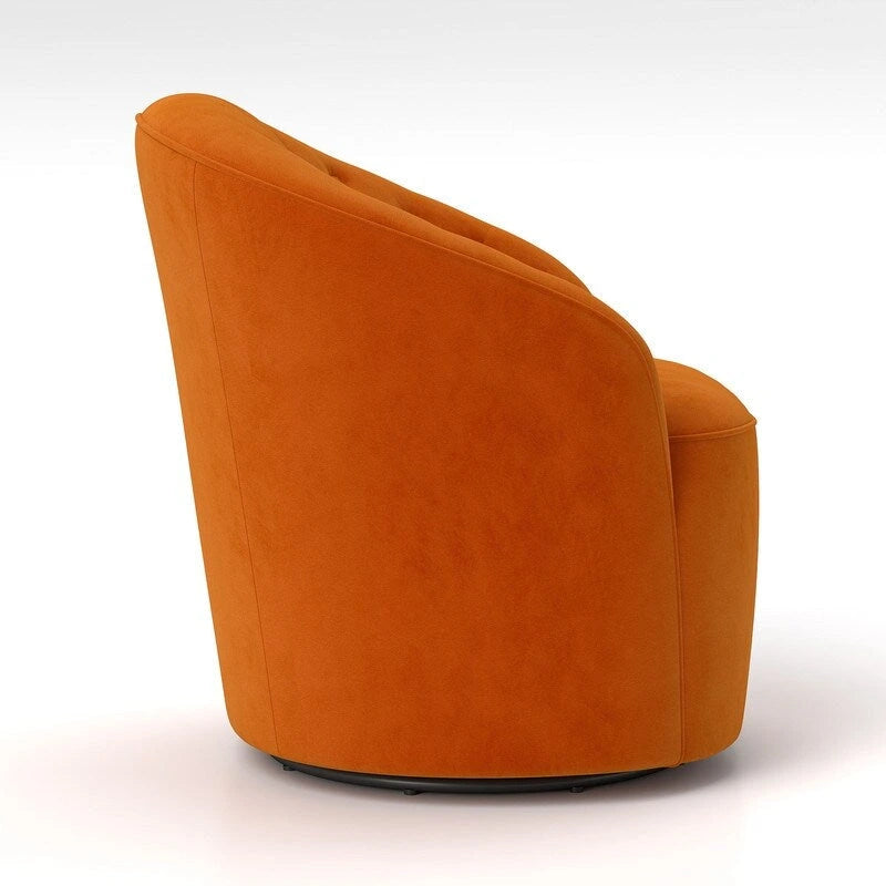 Moderne met fluweel beklede draaifauteuil van 360 graden met tonvormige zitting en geknoopte rugleuning