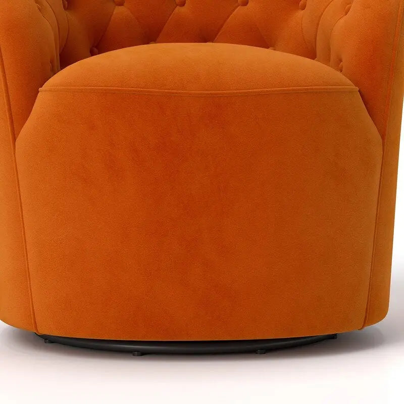 Moderne met fluweel beklede draaifauteuil van 360 graden met tonvormige zitting en geknoopte rugleuning