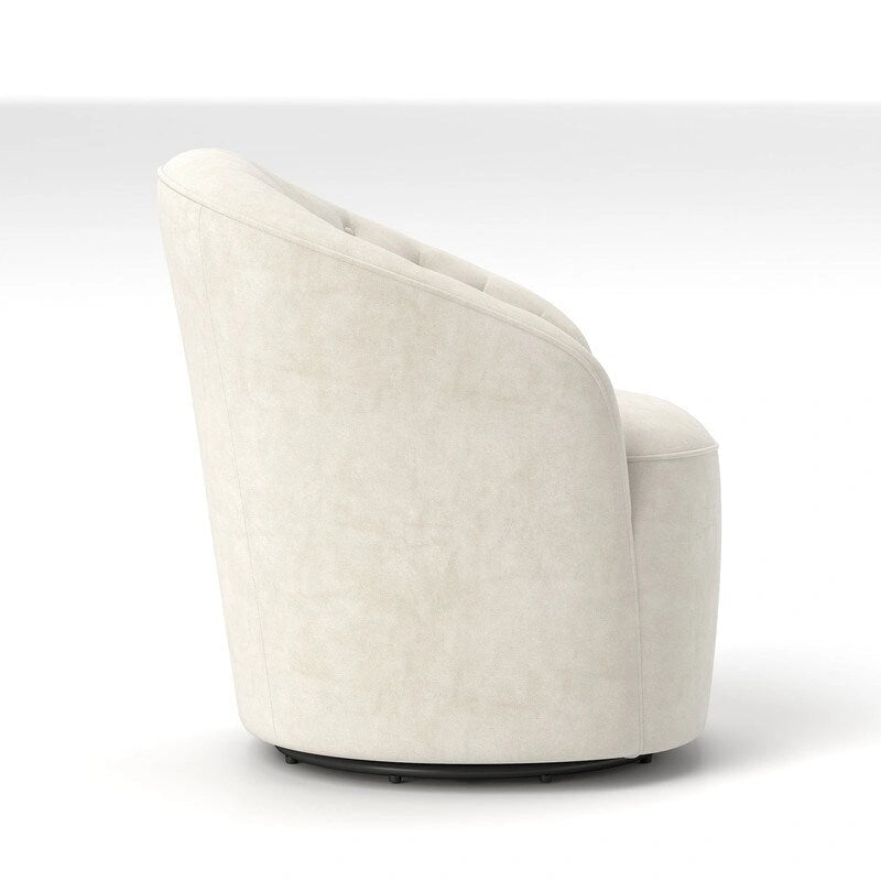 Moderne met fluweel beklede draaifauteuil van 360 graden met tonvormige zitting en geknoopte rugleuning