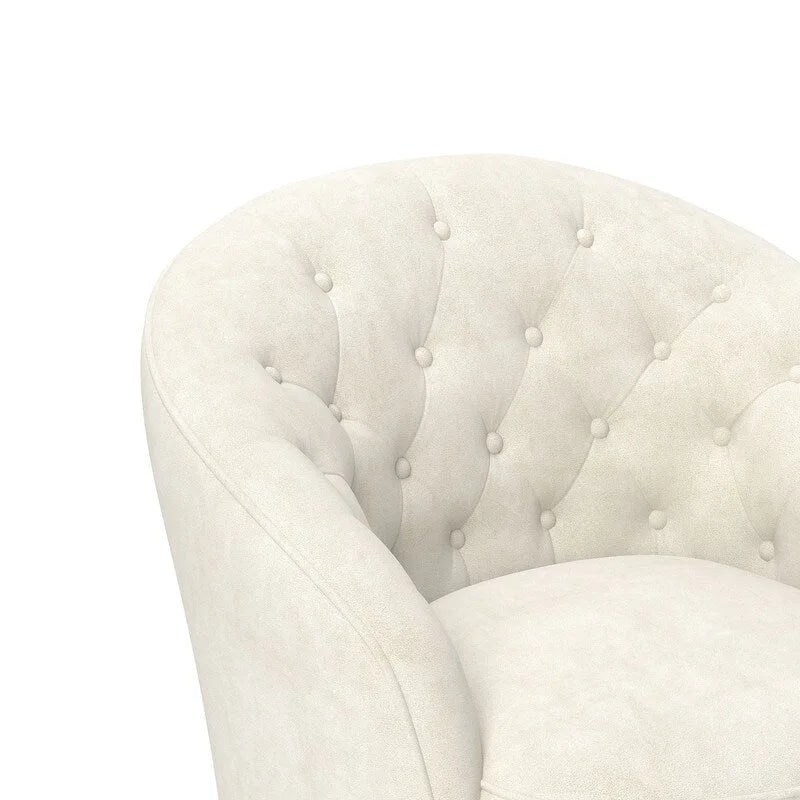Moderne met fluweel beklede draaifauteuil van 360 graden met tonvormige zitting en geknoopte rugleuning