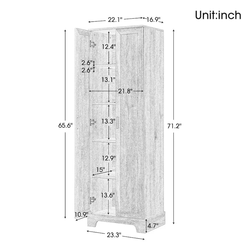 Opbergkast met twee deuren voor de badkamer - 23.30L * 16.90W * 71.20H