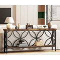 Extra lange banktafel met metalen frame en rustieke houtafwerking - 70.86 L x 11.81 B x 31.88 H